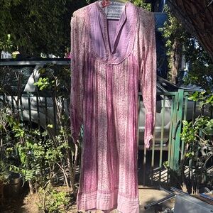 Vintage Pink Floral Long Sleeve Indian silk - Unbranded
